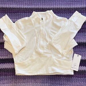 90 Degree By Reflex: White Quarter-Zip Cropped Pullover